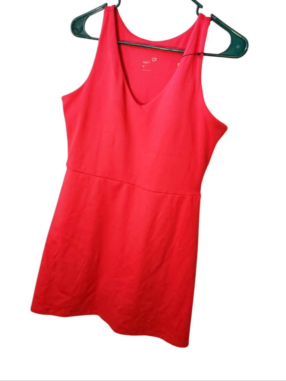 Gap Red Sleeveless V-Neck Active Tank Dress With Undershort Size Medium